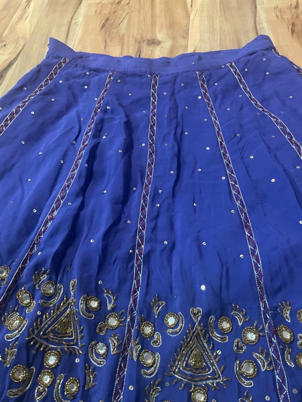 Soft Surroundings "Preciosa" Purple Hand Beaded Sequin Mirror Maxi Skirt Boho L - Picture 5 of 13